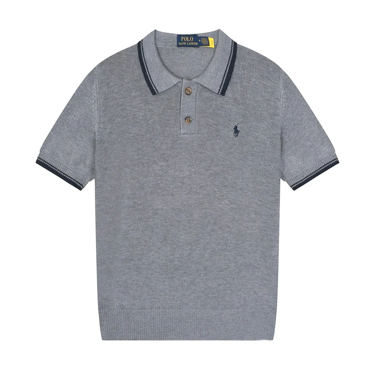 Polo Ralph Lauren Polo Ralph Lauren Grey Polo Shirt with Navy Trim Grey - 1