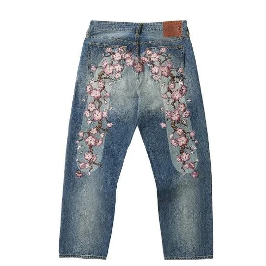 Other Floral Embroidered Jeans Denim Bottoms Blue - 1