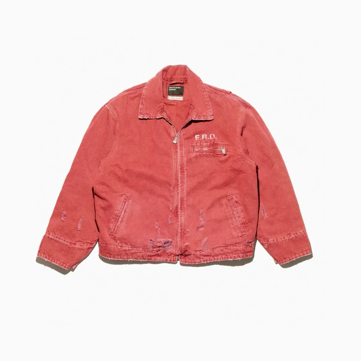 Other Blood Red Distressed Denim Jacket Red - 1