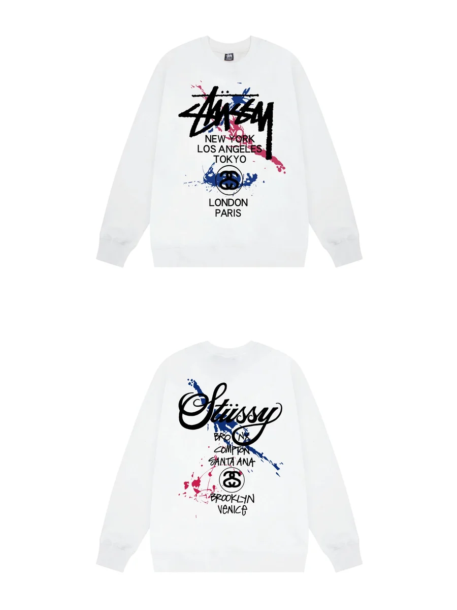 Stussy Stussy White Paint Splatter Crewneck Sweatshirt White - 1