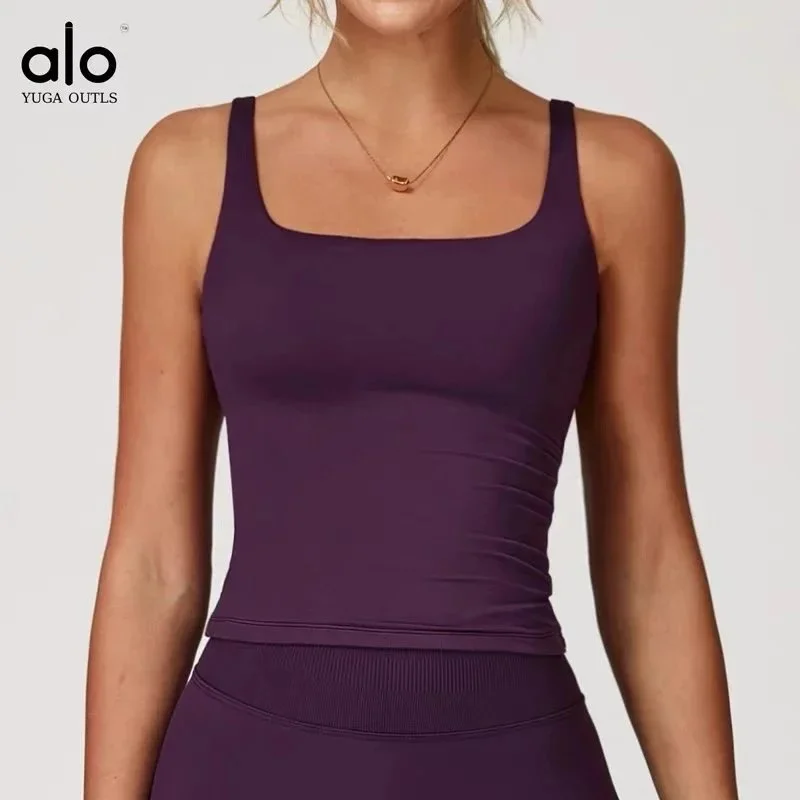 Alo Yuga Outls Alo Yuga Outls Grape Purple Square Neck Tank Top Purple - 1