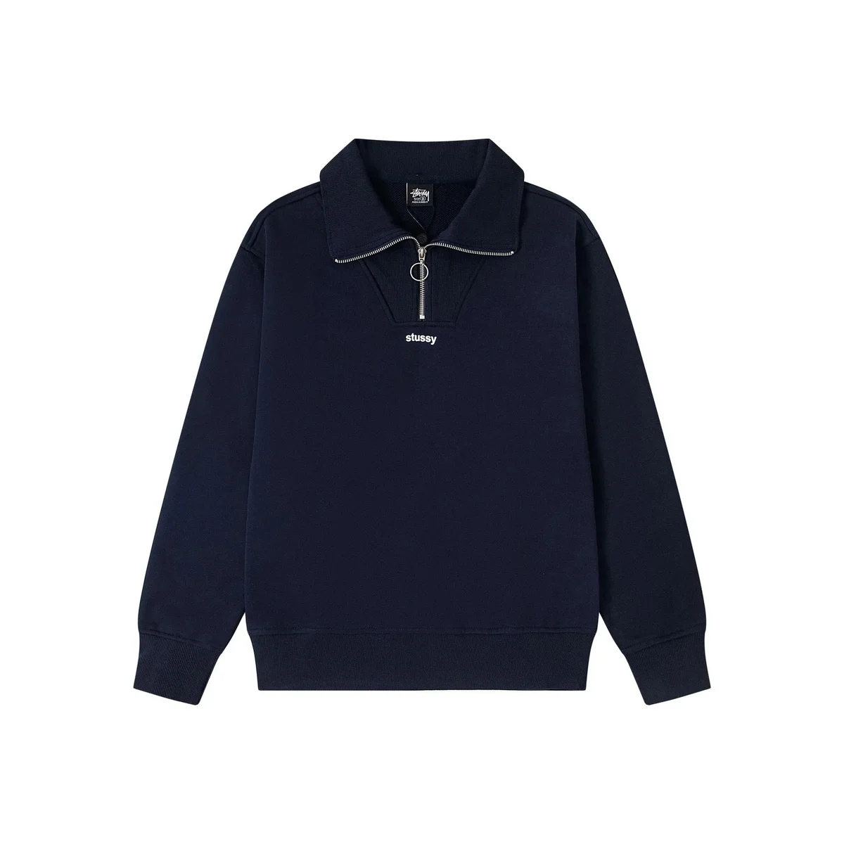 Stussy Stussy Basic Logo Navy Blue Half-Zip Sweatshirt Navy