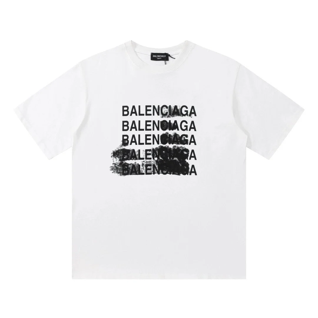 Balenciaga Balenciaga White Black Logo T-Shirt White - 1