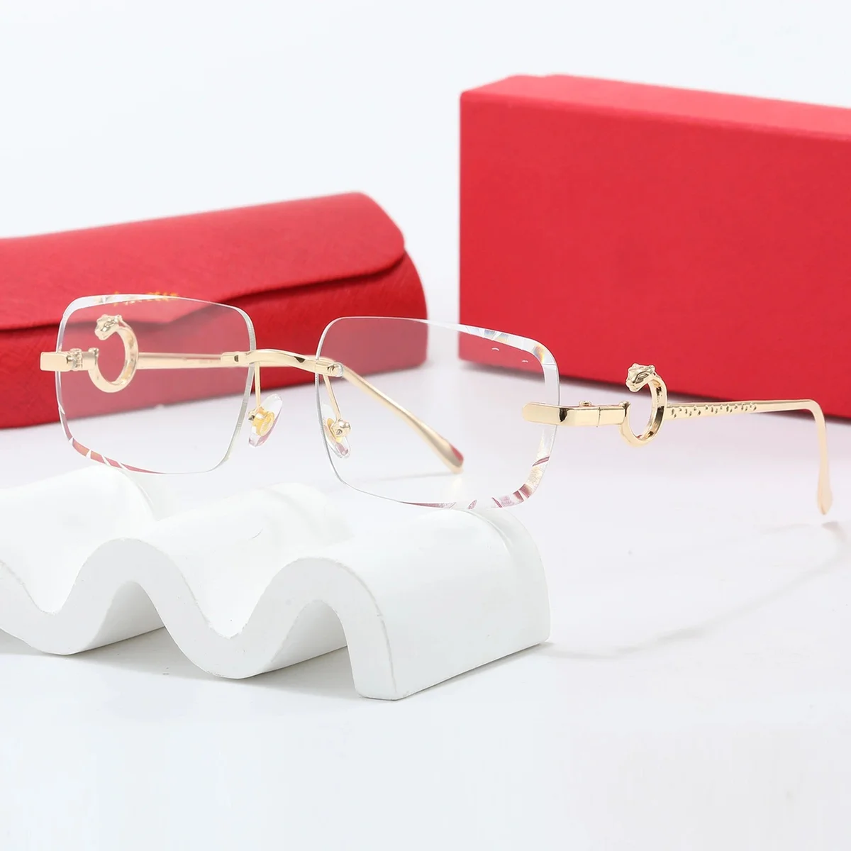Cartier Cartier Soleil Blanc Gold Rimless Eyeglasses Gold - 1
