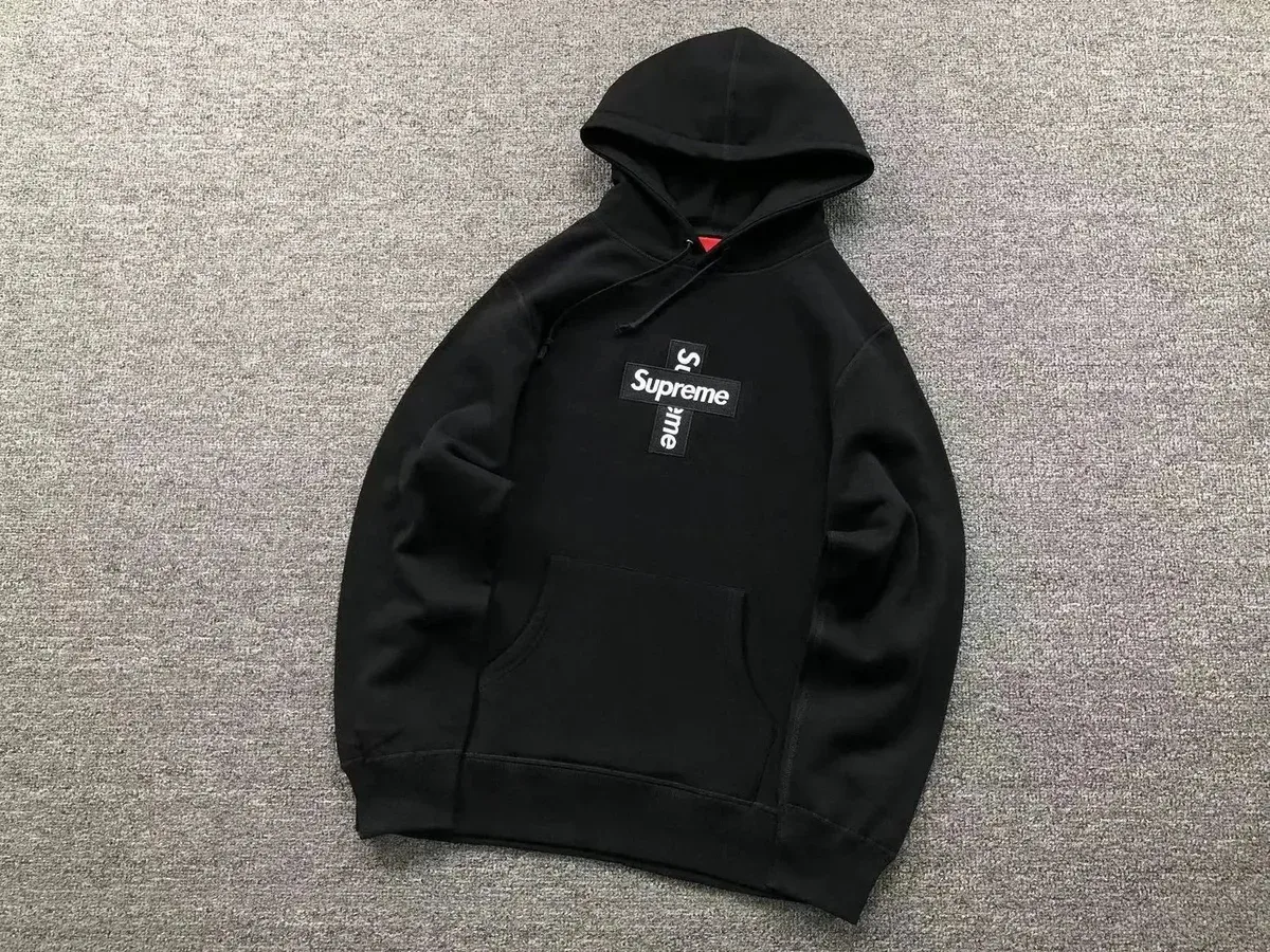 Supreme Supreme Box Logo Cross Black Hoodie Black - 1