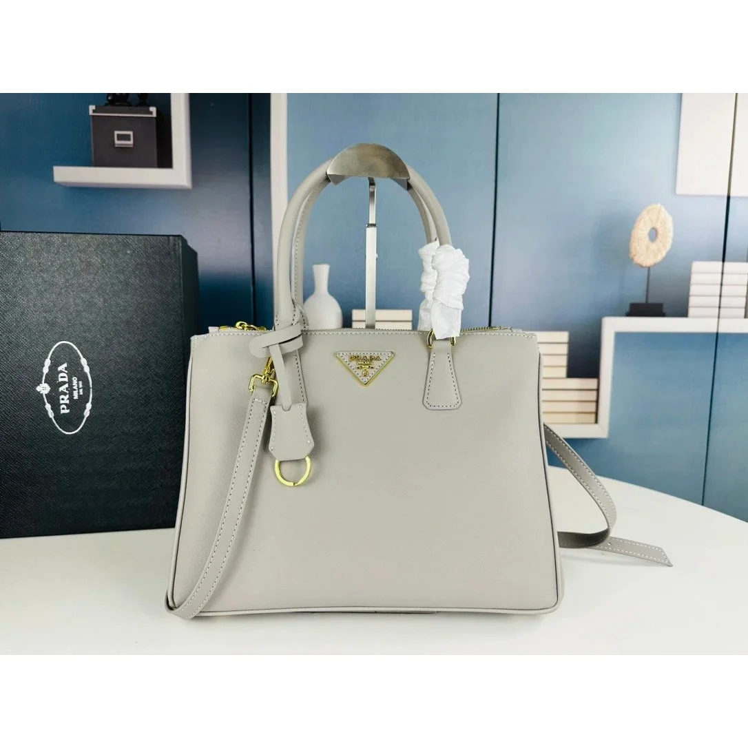 Prada Prada Saffiano Leather Tote Bag Light Grey Grey - 1