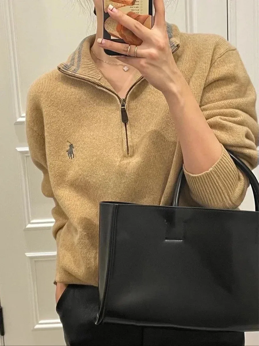 Polo Ralph Lauren Polo Ralph Lauren Big Pony Camel Half-Zip Sweater Beige - 1