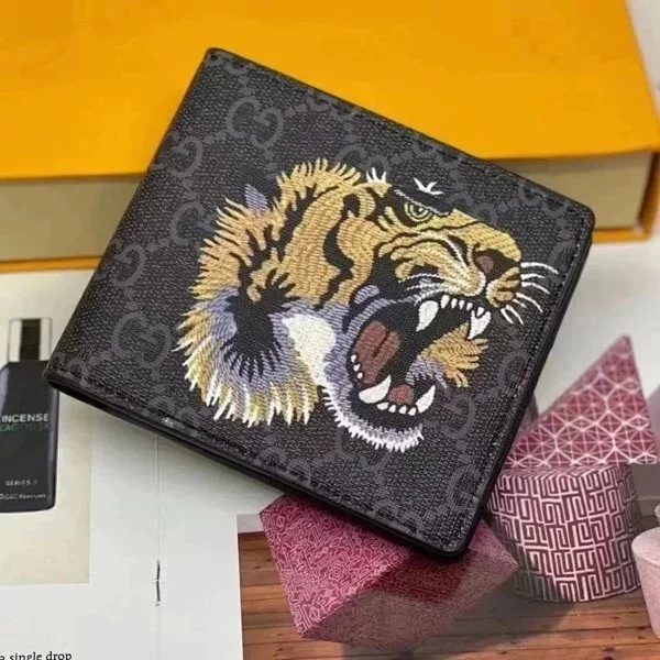 Gucci Gucci GG Supreme Black/Gold Tiger Wallet Black