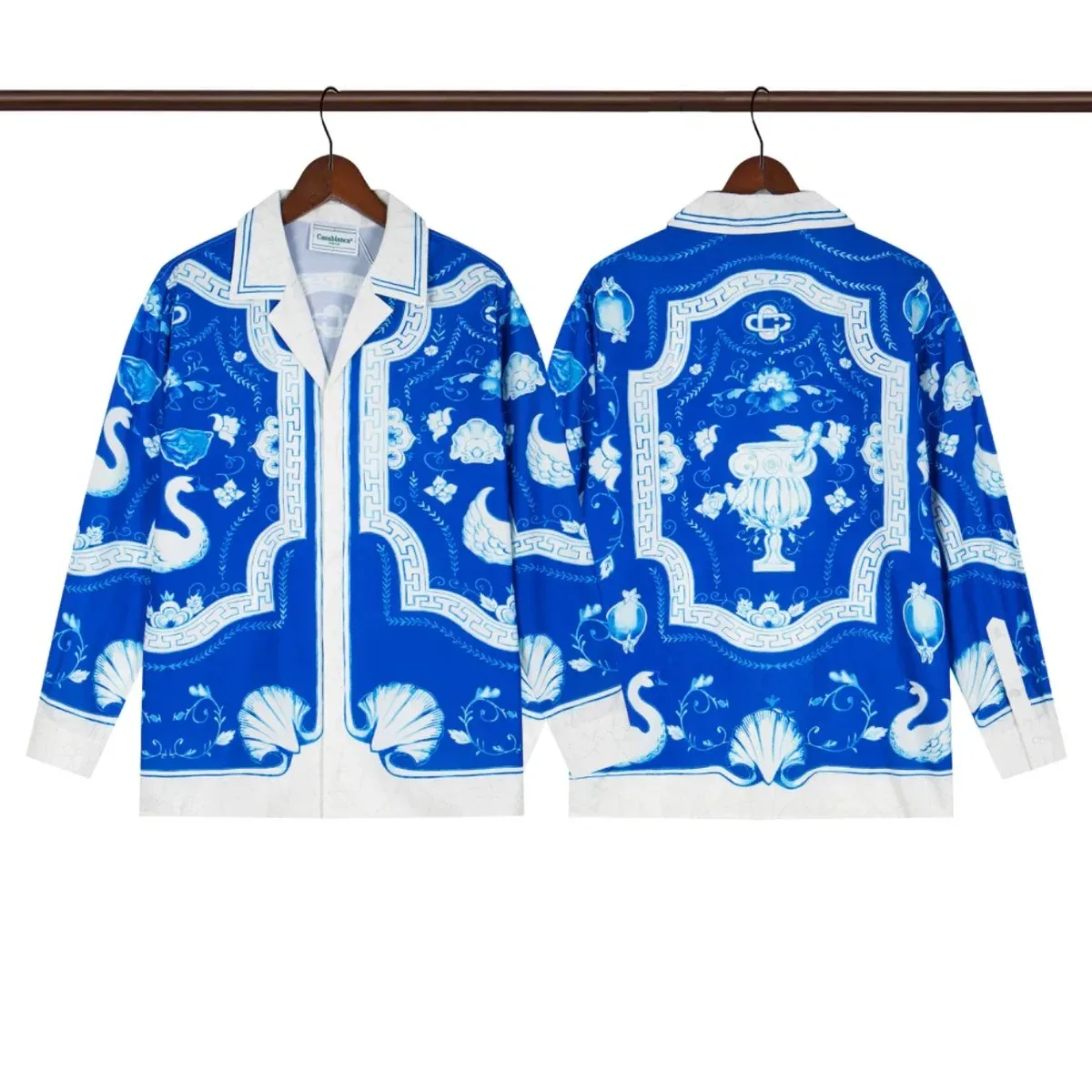Other Blue & White Swan Print Long Sleeve Shirt Blue - 1