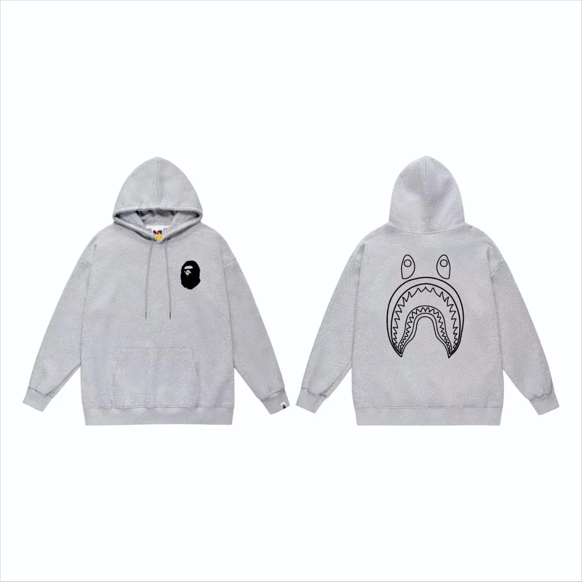 A Bathing Ape A Bathing Ape BAPE STA Grey Shark Hoodie Grey - 1