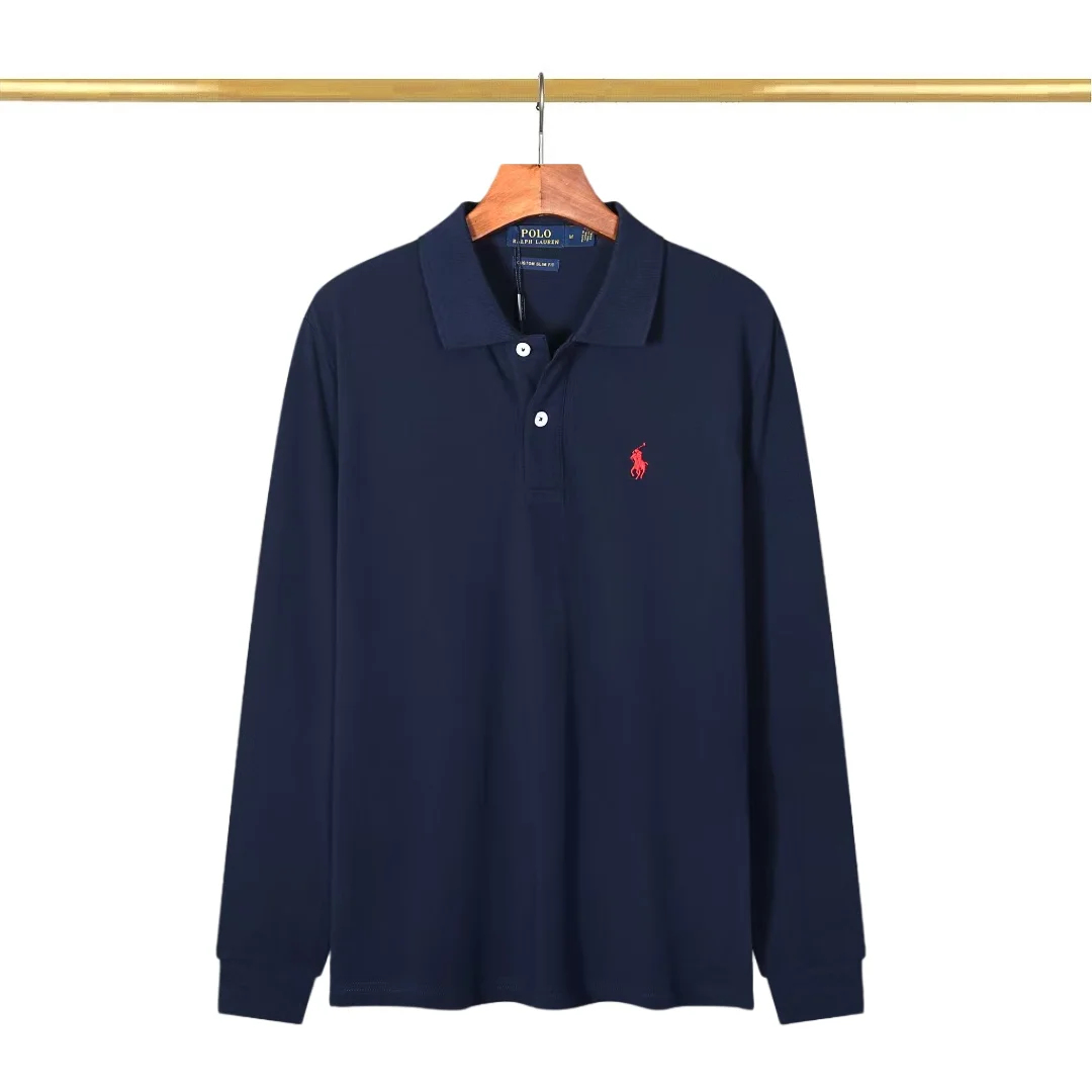 Polo Ralph Lauren Polo Ralph Lauren Navy Red Pony Long Sleeve Polo Shirt Navy - 1