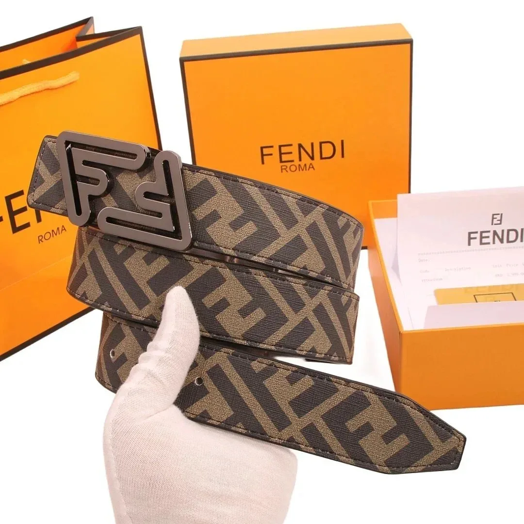 Fendi Fendi Iconic FF Logo Belt Brown Brown - 1