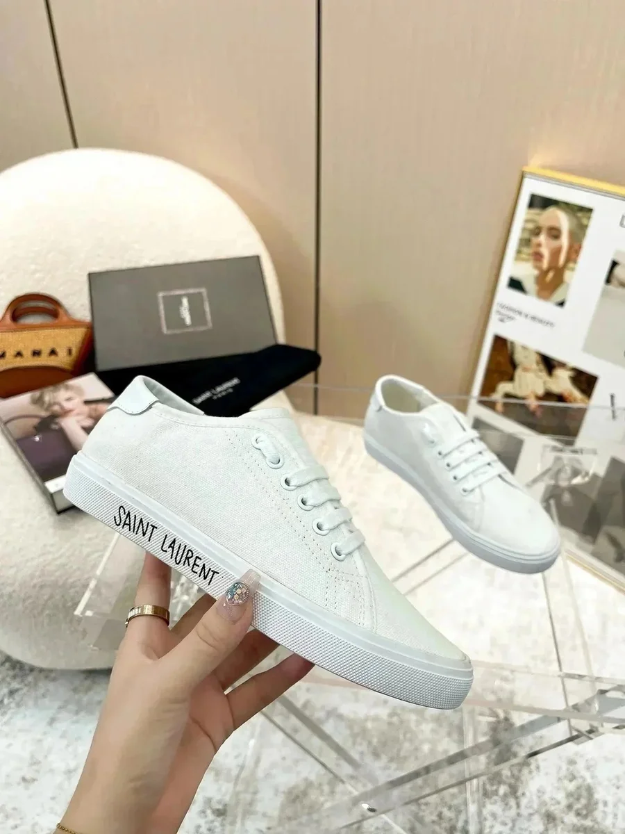 Saint Laurent Saint Laurent Saint Laurent White Canvas Sneakers White