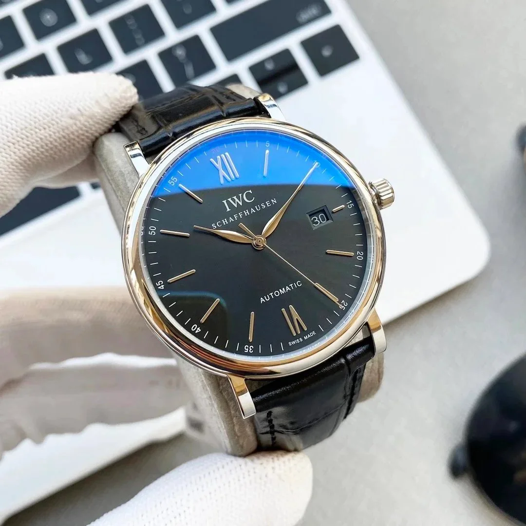IWC Schaffhausen IWC Schaffhausen Portofino Automatic Black Blue Dial Watch Black - 1