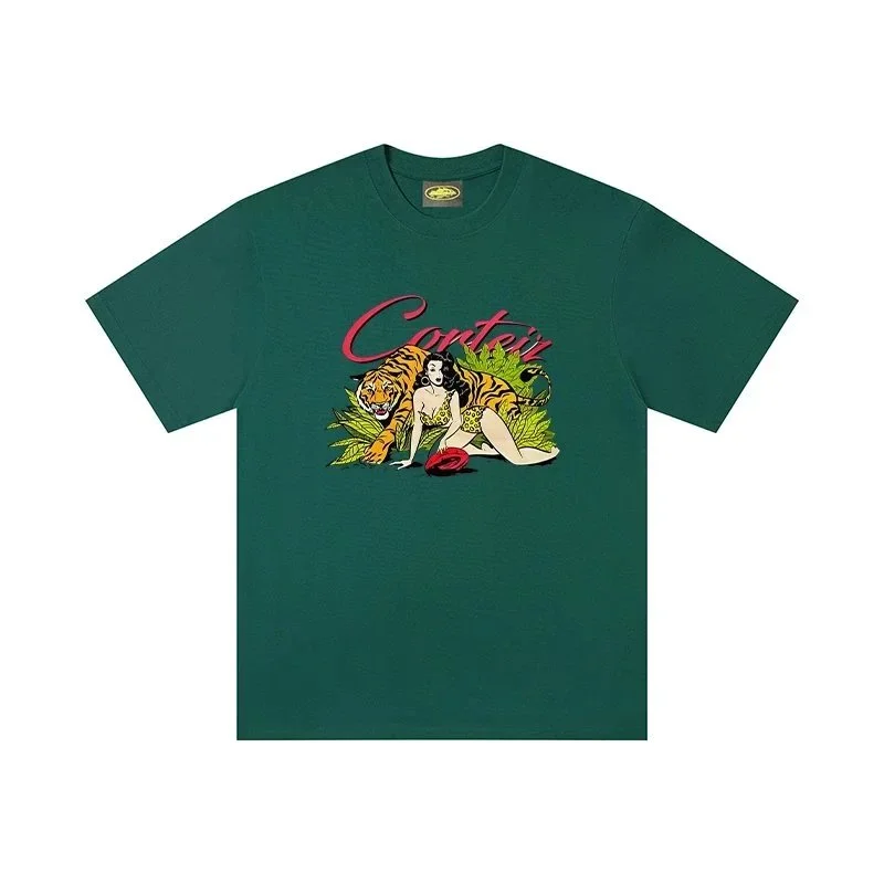 Corteiz Cortez Tiger Print T-Shirt Forest Green T-Shirt Green - 1