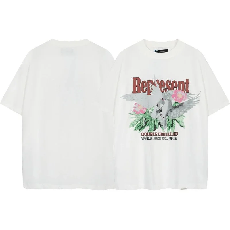 Represent Represent White Floral Pigeon Print T-Shirt White