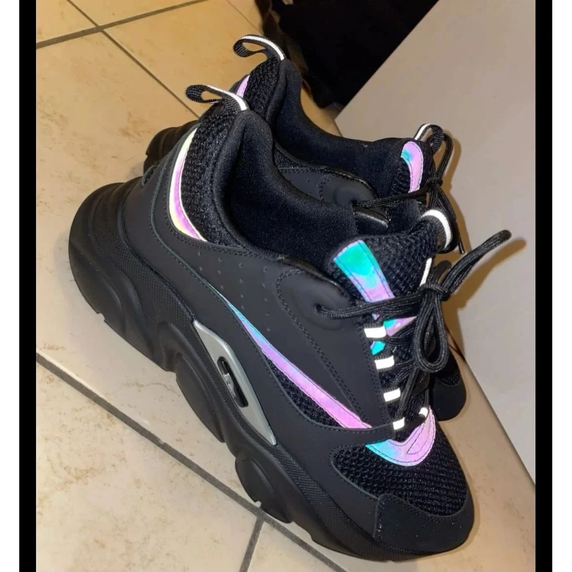 Other Unisex Black Holographic Sneakers Black - 1