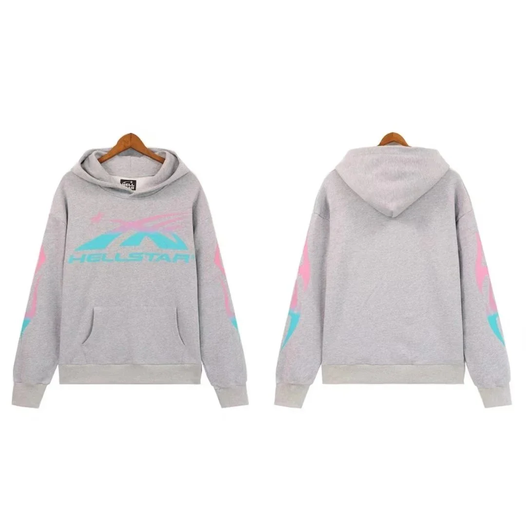 Hellstar Hellstar Studios Grey with Pink & Blue Graphic Hoodie Grey - 1