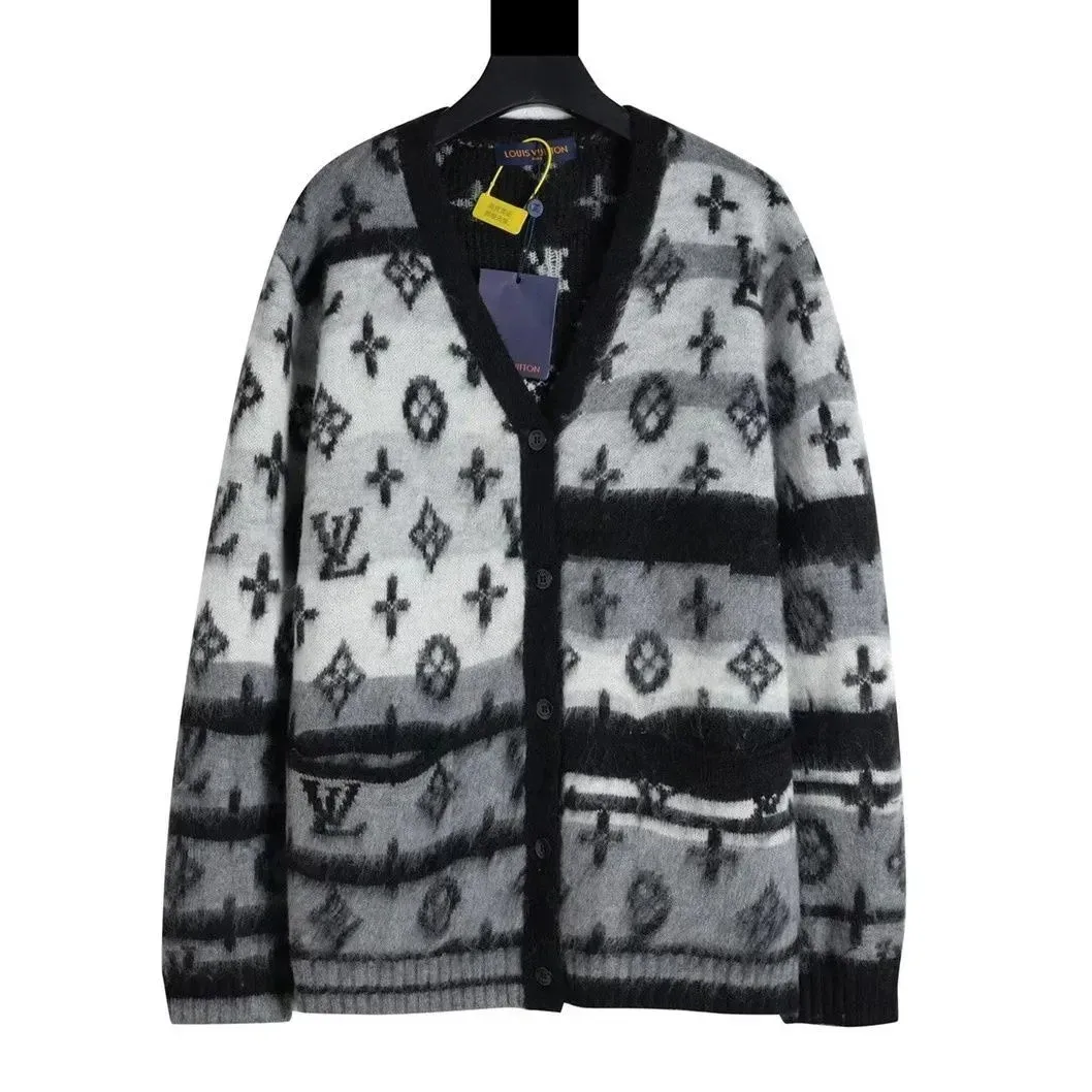Louis Vuitton Louis Vuitton Monogram Black & White Knit Cardigan Multicolor