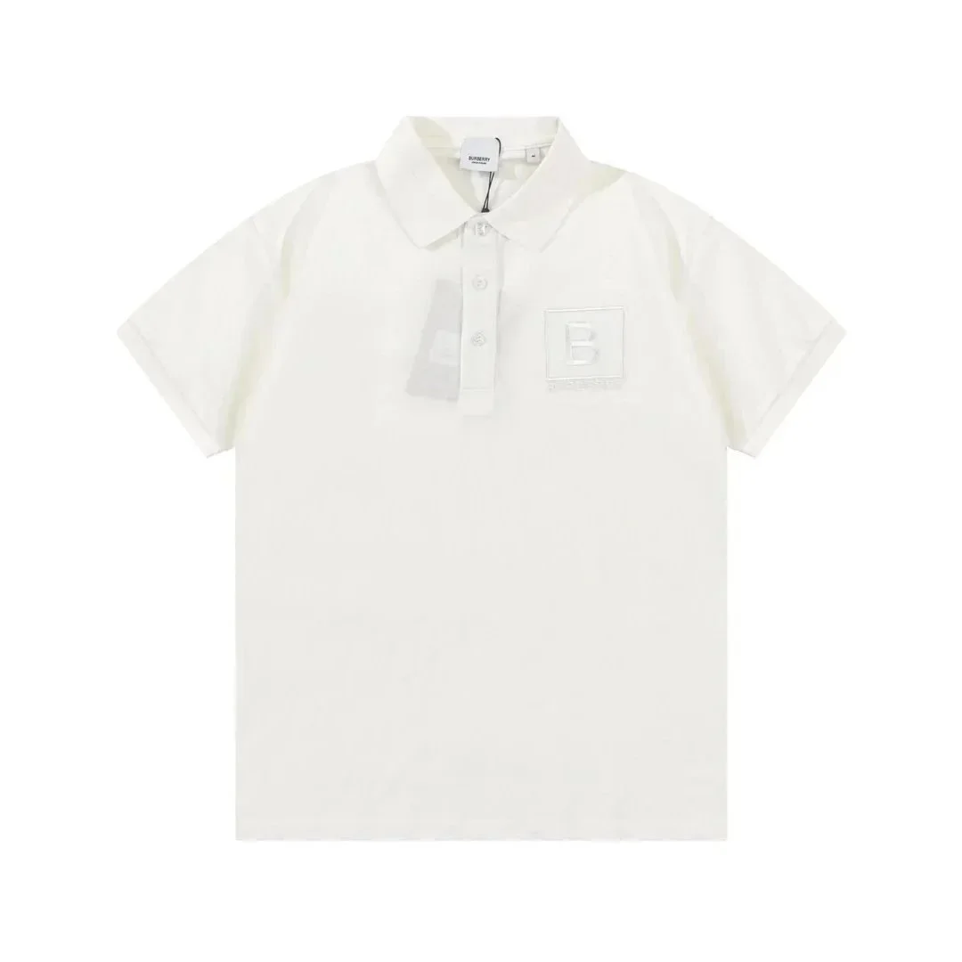 Burberry Burberry White 'B' Embroidered Polo Shirt White - 1