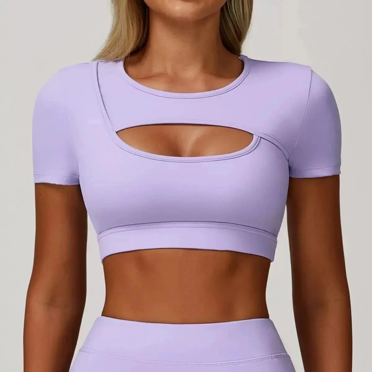 Other Lilac Cutout Crop Top Women's Athletic Wear Purple - 1