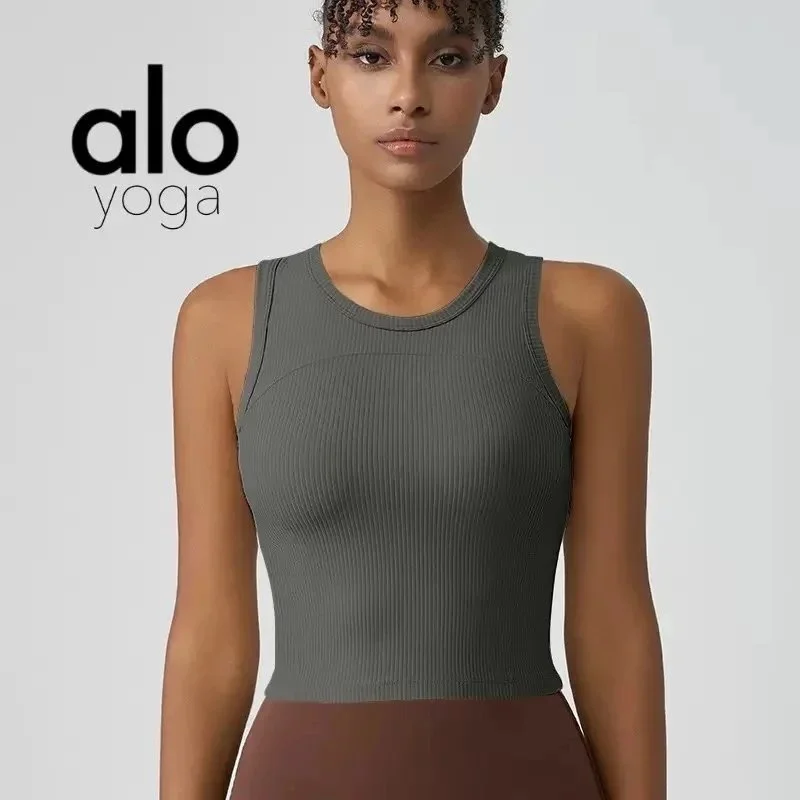 Alo Yoga Alo Yoga Titanium Grey Ribbed Tank Top Grey - 1