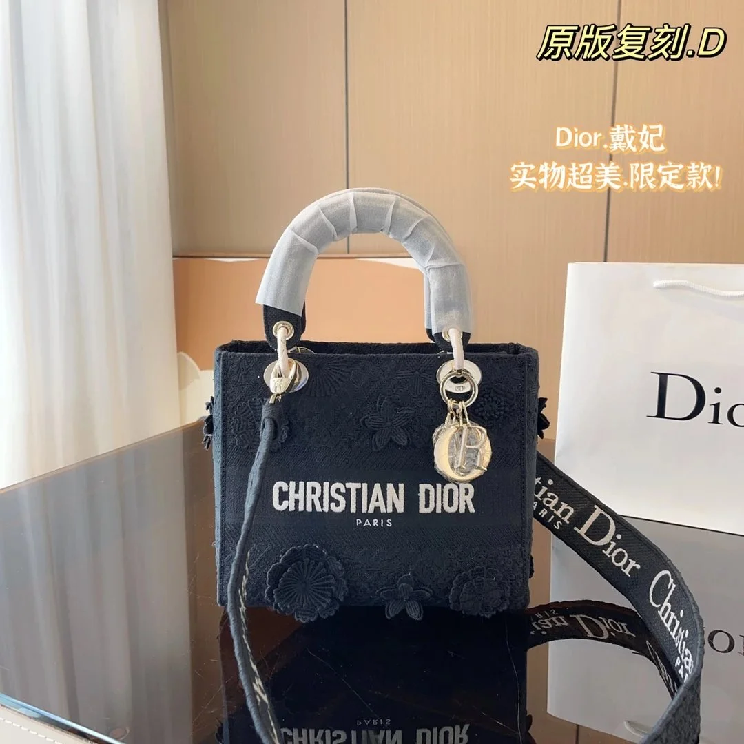 Dior Dior Lady Dior Black Embroidered Mini Bag Black - 1