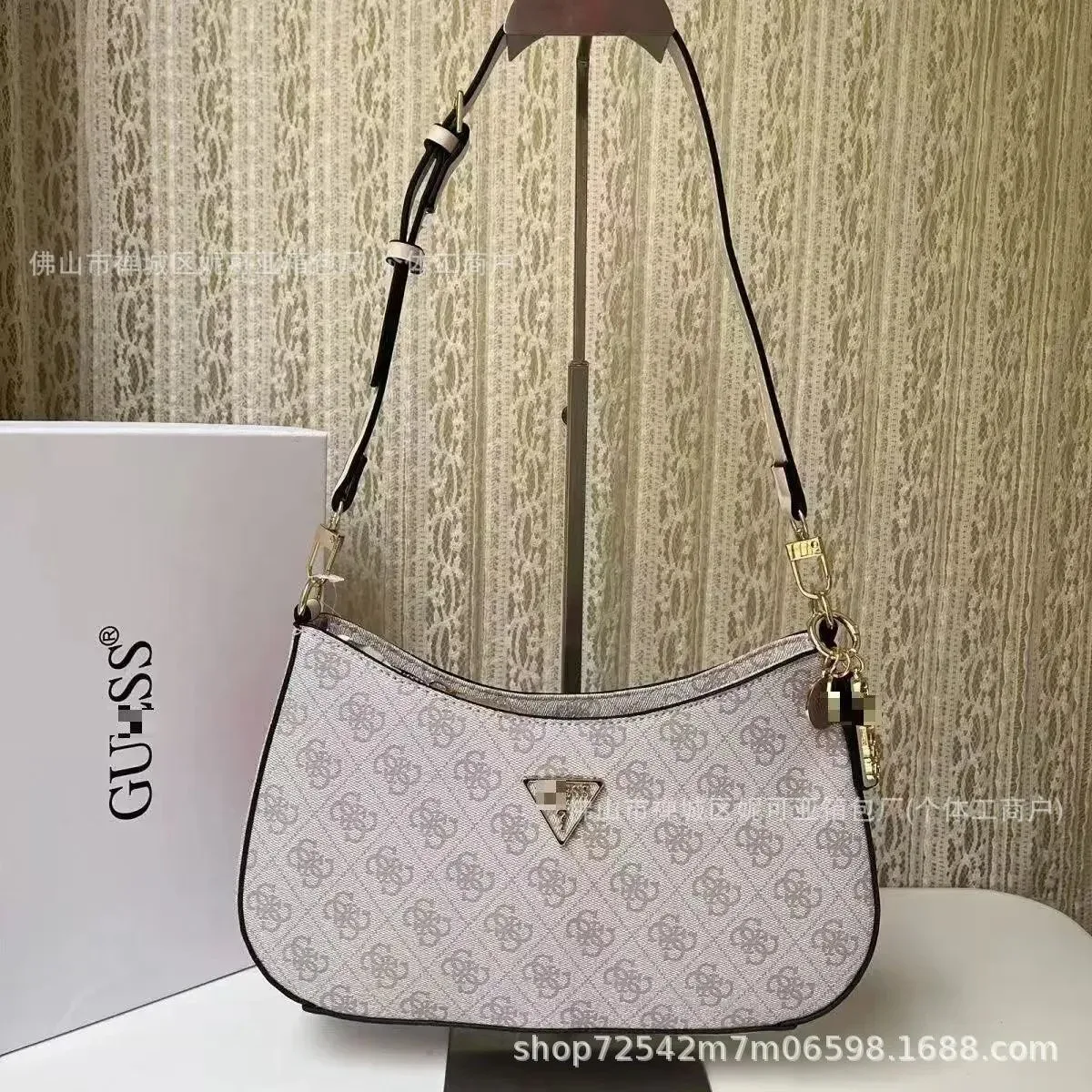 Guess GUESS Monogram Shoulder Bag Beige Beige - 1