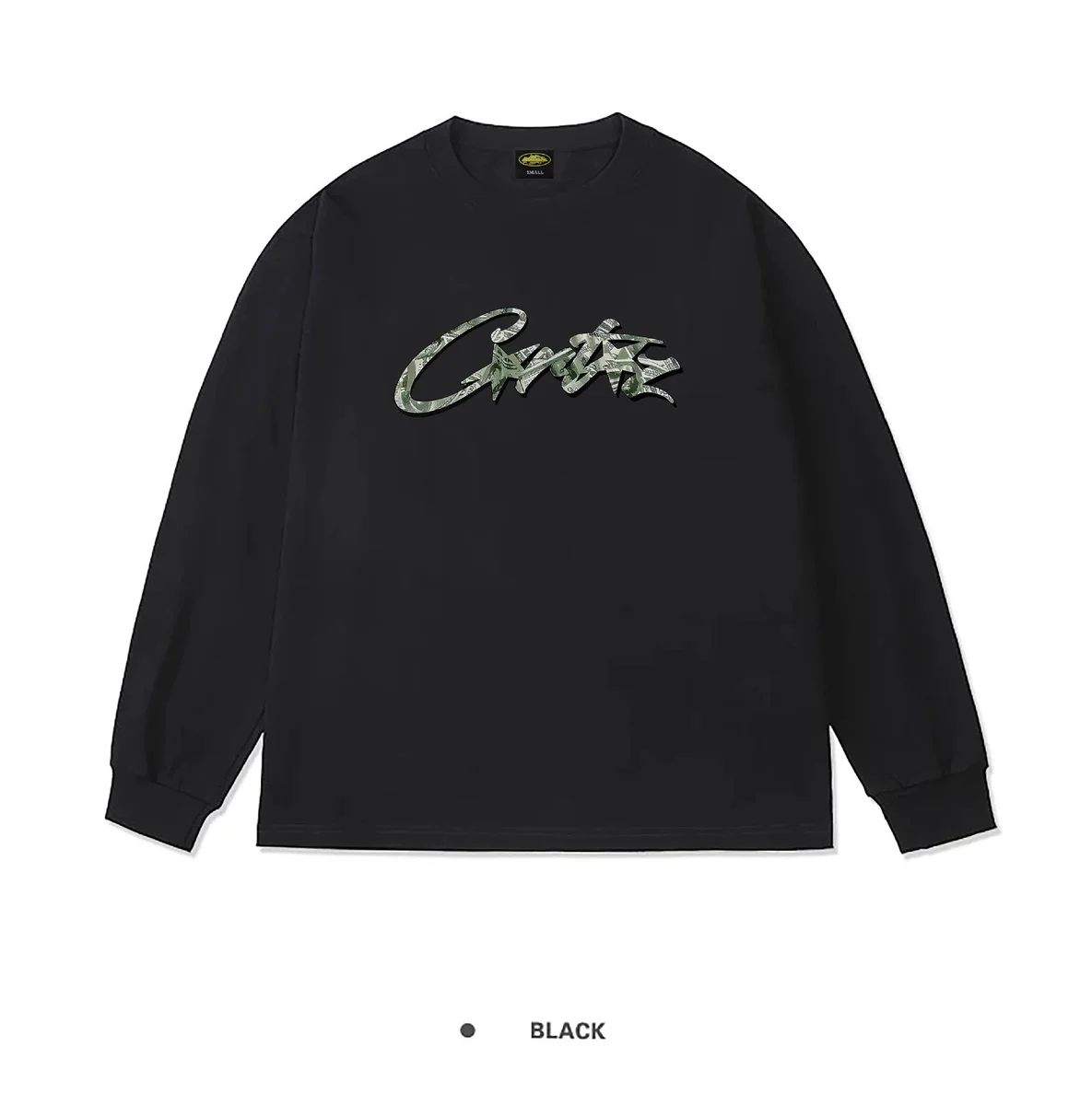 Other Unisex Black 'Cash' Print Long Sleeve T-Shirt Black - 1
