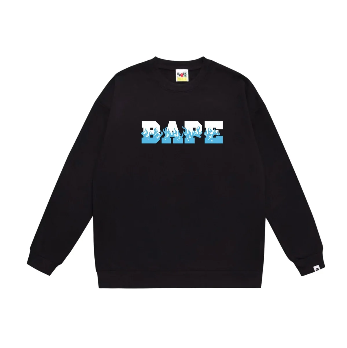 A Bathing Ape A Bathing Ape BAPE STA Black Blue Flame Crewneck Sweatshirt Black - 1