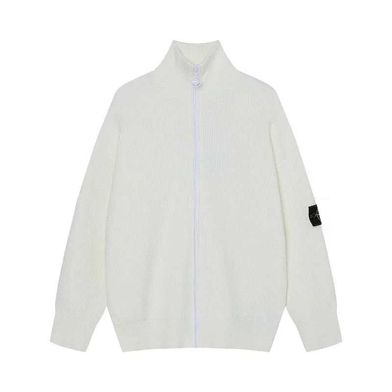 Stone Island Stone Island 68-15 White Zip-Up Knit Jacket White