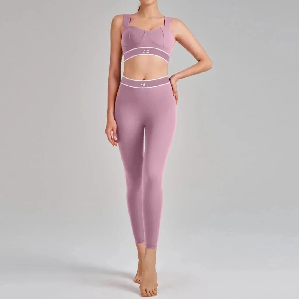 Alo Yoga Alo Smoke Purple Yoga Set Purple - 1