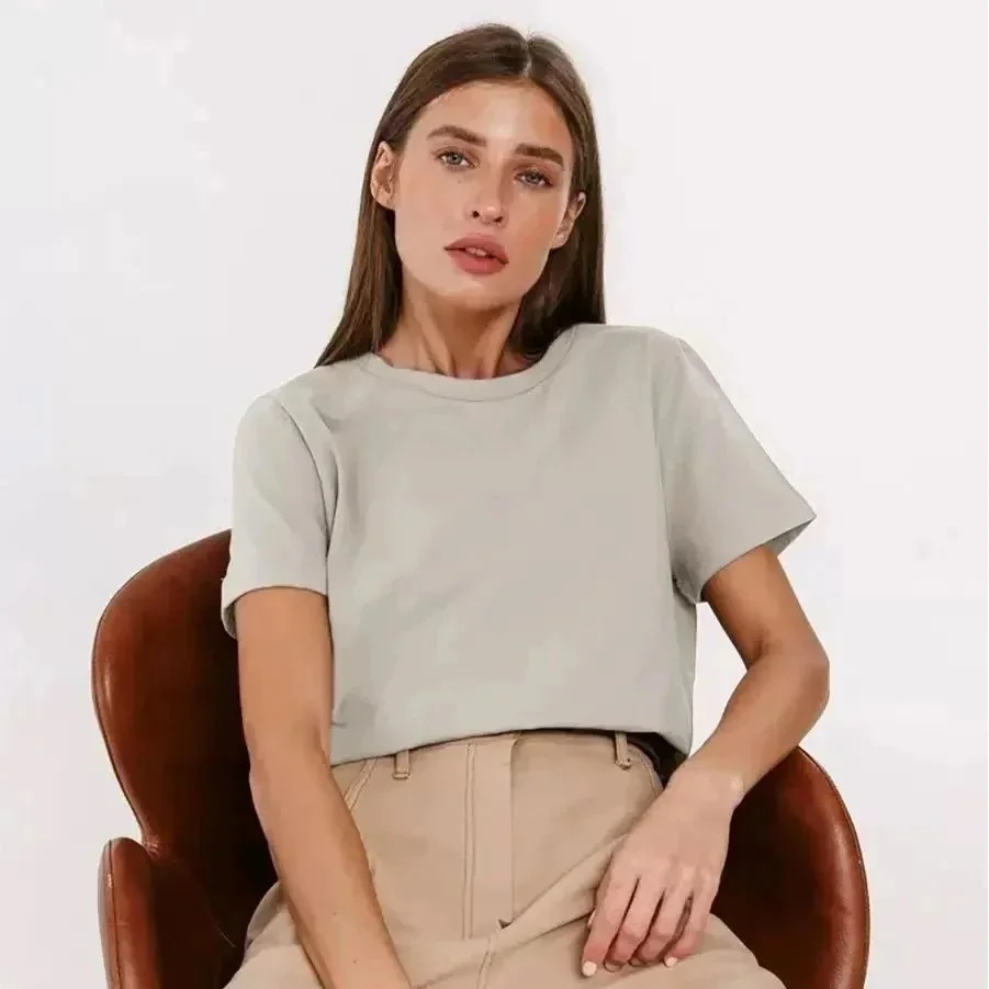 Other Solid Light Grey T-Shirt Casual Top Grey - 1