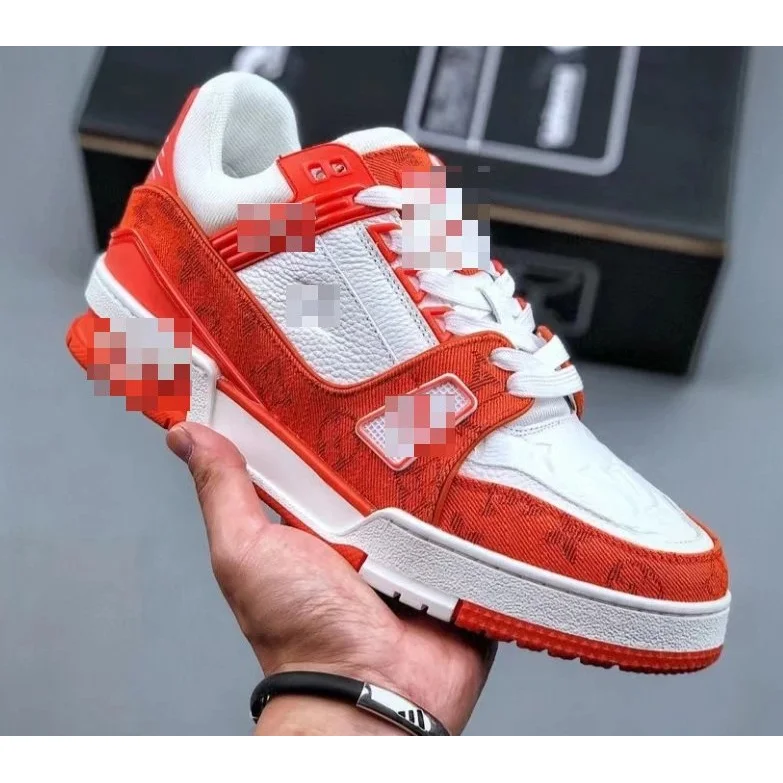 Other Unisex Orange/White Denim Red White Sneakers Red - 1
