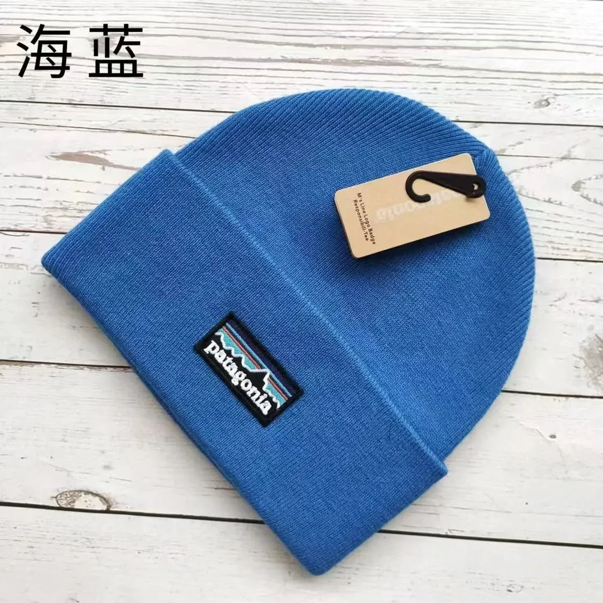 Patagonia Patagonia P-6 Logo Beanie Sea Blue Headwear Blue - 1