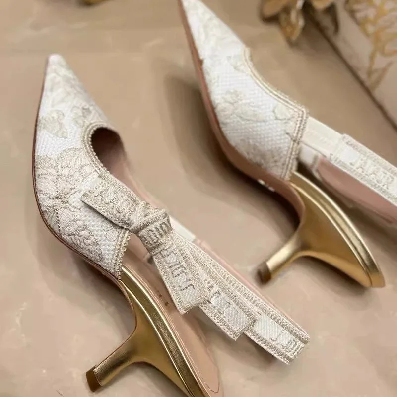 Dior Dior Lady Dior White & Gold Heels White - 1