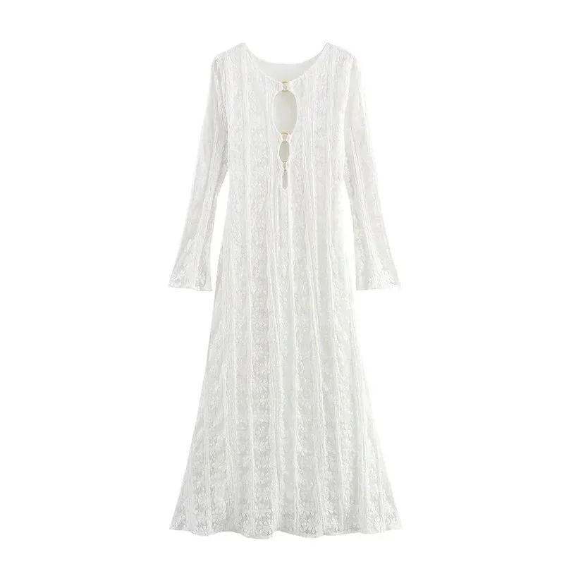 Other White Lace Maxi Dress with Keyhole Detail White - 1