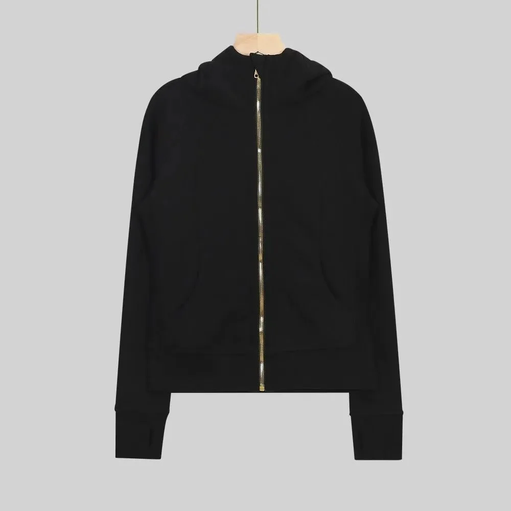 Other Black Hoodie with Gold Zipper Black - 1