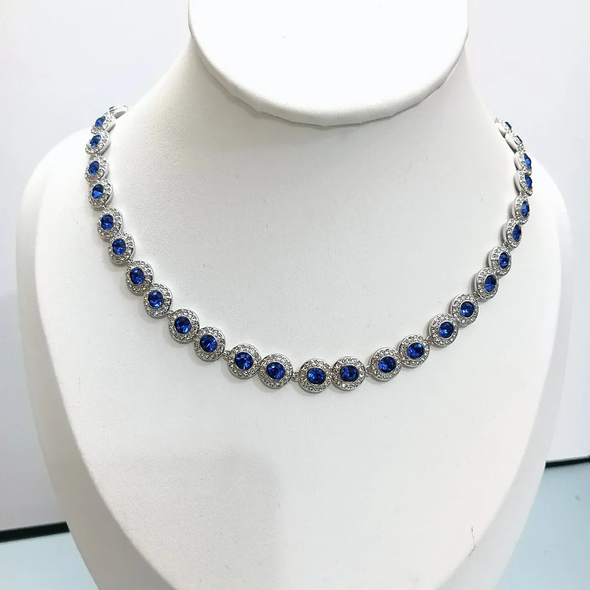 Other Blue Crystal Choker Necklace Blue - 1