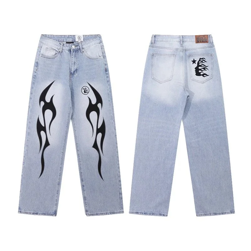Cav Empt Cav Empt Flame Print Light Blue Jeans Blue - 1