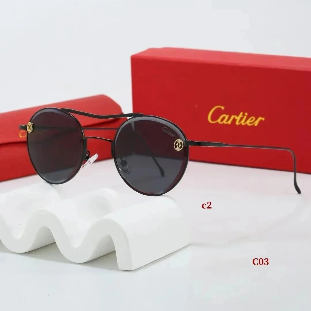 Cartier Cartier Soleil Blanc Black Round Sunglasses Black - 1