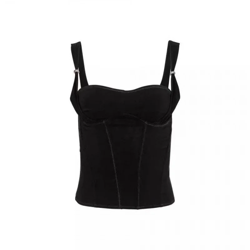 Other Black Corset Top with Adjustable Straps Black - 1