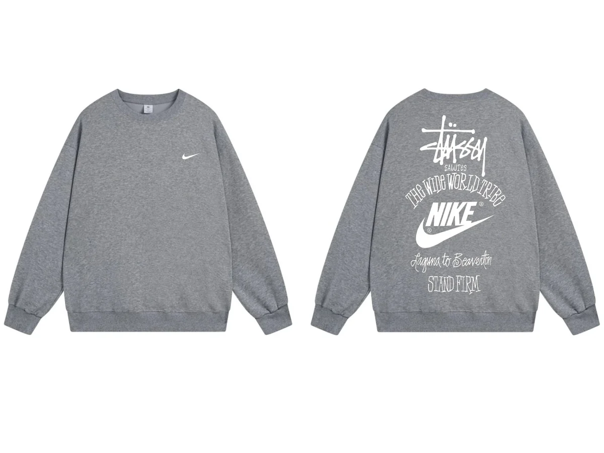 Nike Nike Stussy Graphic Crewneck Sweatshirt Grey Grey - 1