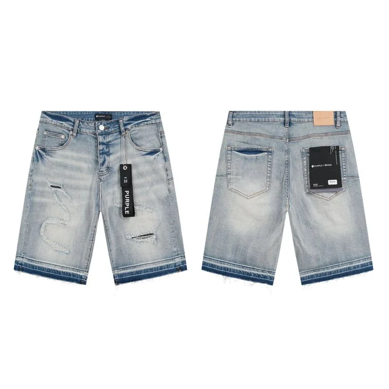 Purple Brand Purple Brand P001 Distressed Denim Shorts Blue