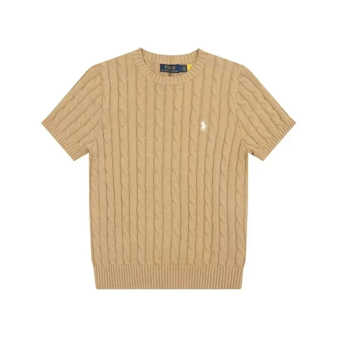 Polo Ralph Lauren Polo Ralph Lauren Cable Knit Short Sleeve Sweater Beige Beige - 1