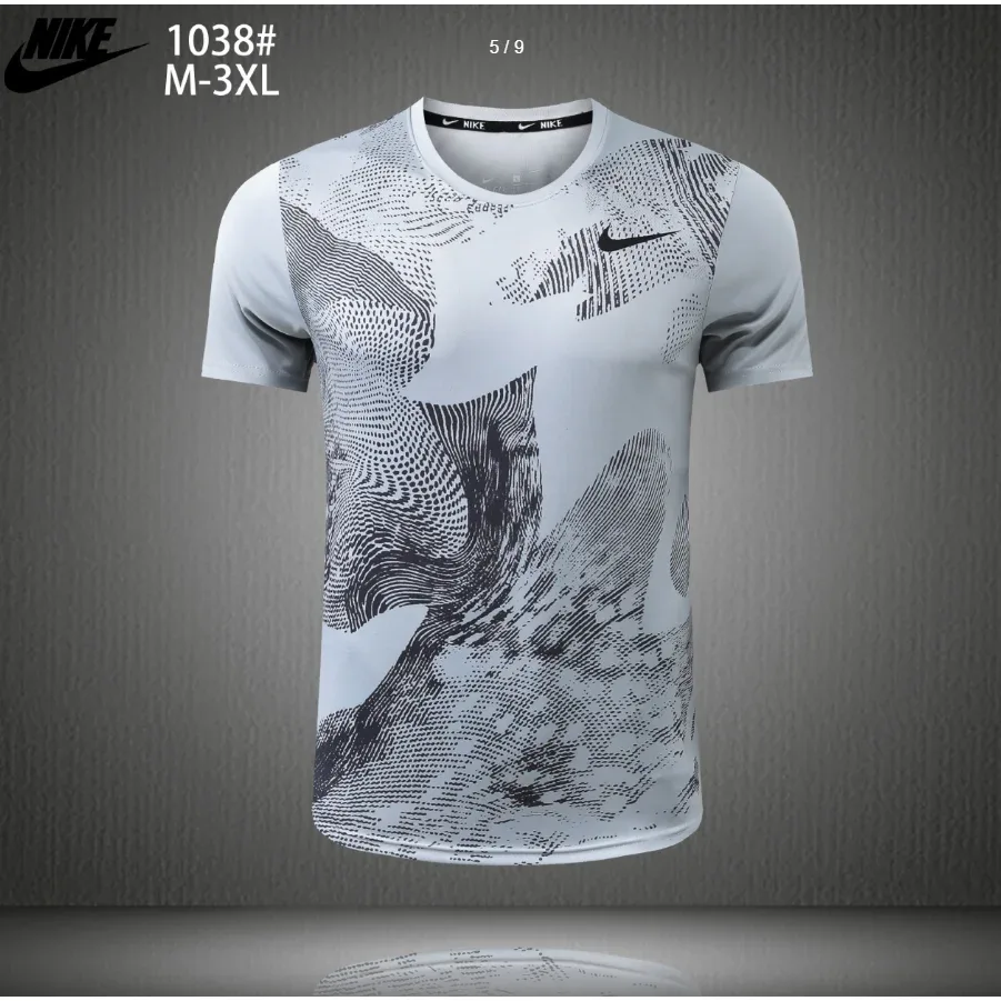 Nike Nike Dri-FIT Heather Grey/Black Printed T-Shirt Grey