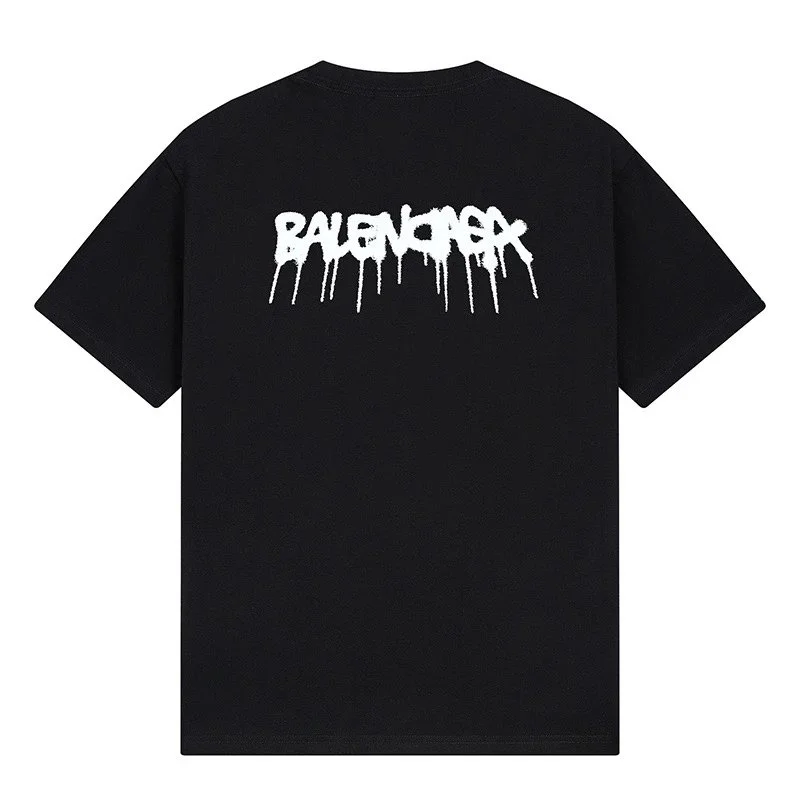 Balenciaga Balenciaga Black Dripped Logo T-Shirt Black - 1