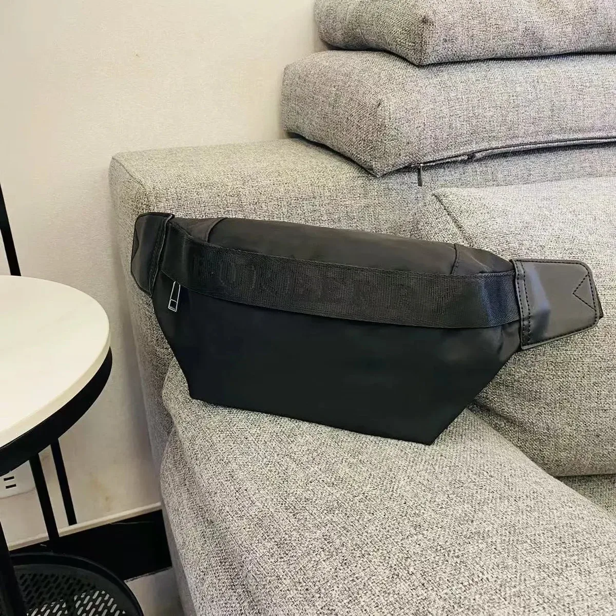 Other Unisex Black Nylon Belt Bag Black - 1