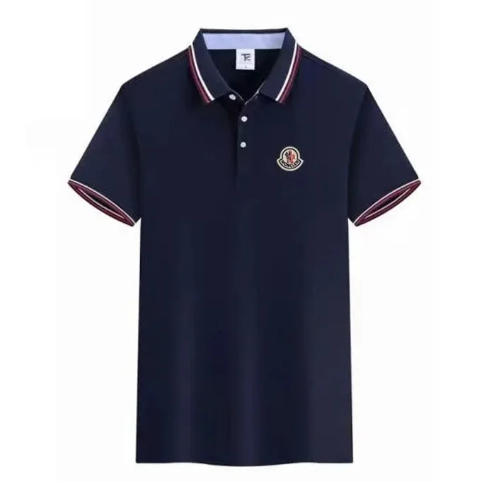 Moncler Moncler Navy Polo Shirt with Red & White Trim Navy