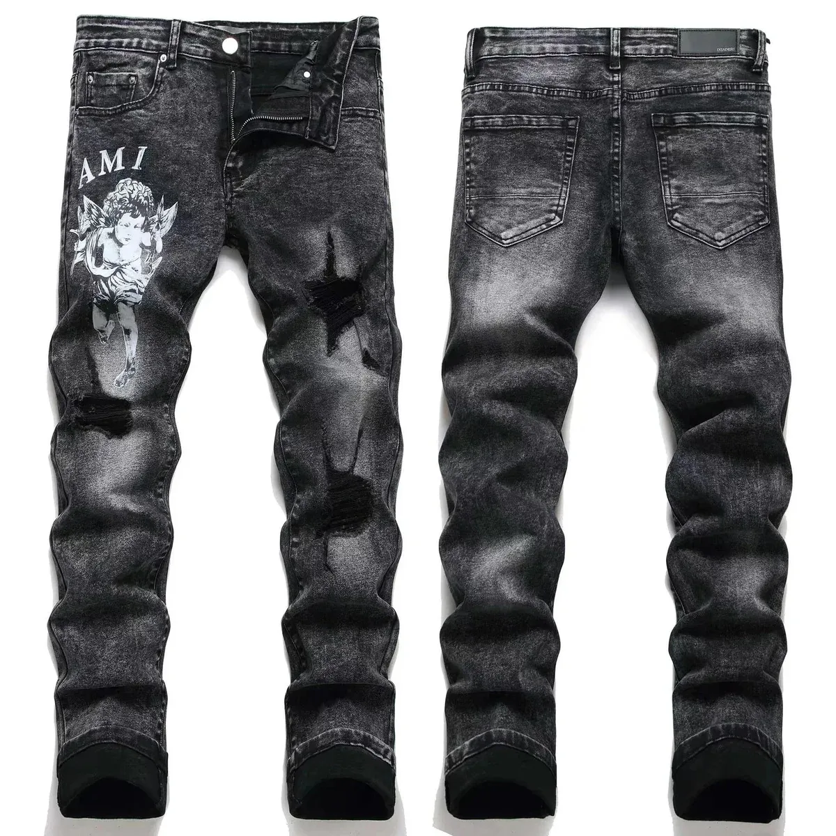Ami Paris AMI Black Angel Print Jeans Black - 1